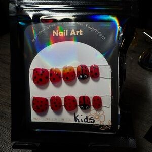 Red and Black Ladybug Nail Art for Kids